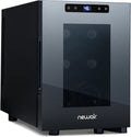 NewAir 10' Wine Fridge for 6 Bottles | Freestanding Wine Cooler Refrigerator with Glass Door | Compact Countertop Storage with Precision Cooling & Quiet Operation | Black
