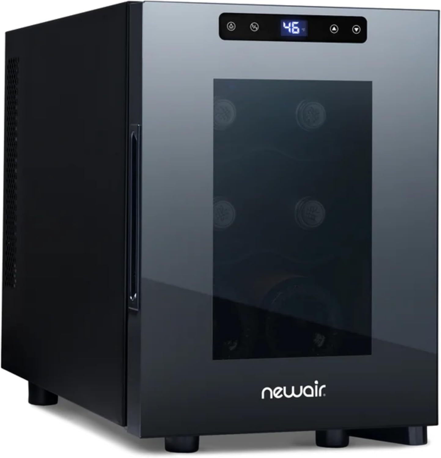 NewAir 10' Wine Fridge for 6 Bottles | Freestanding Wine Cooler Refrigerator with Glass Door | Compact Countertop Storage with Precision Cooling & Quiet Operation | Black