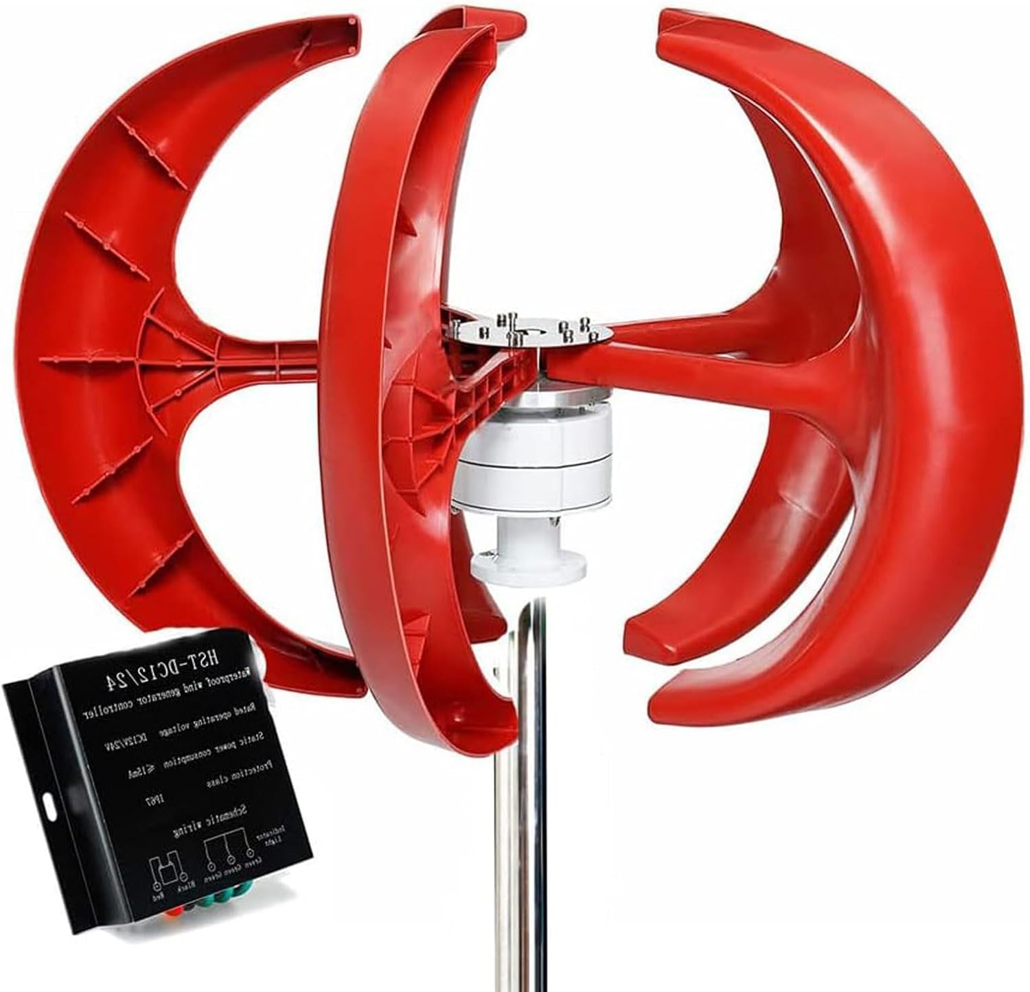 5-Blade Wind Turbine Kit, 3000W Vertical Wind Turbine Generator, Wind Power Motor with MPPT Controller for Home Hybrids Streetlight (Size : 48V)