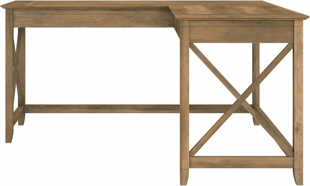 Bush Home Key West 60W Modern Farmhouse L Shaped Desk in Reclaimed Pine, 60-Inch Corner Computer Table for Home Office Workspace