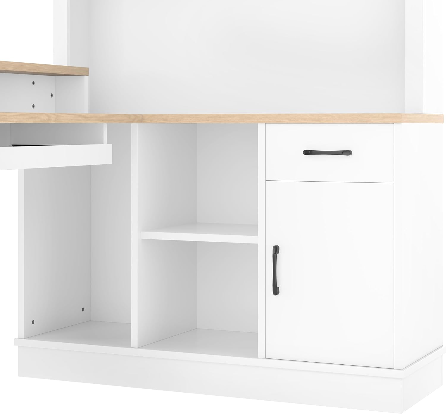 Bellemave L-Shaped Computer Desk with Power Outlet & Storage - Modern Corner Gaming Desk with Bookshelf and Drawers, Study Writing Workstation for Home Office