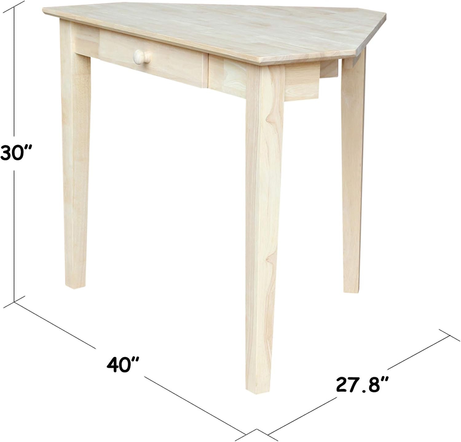 IC International Concepts, Corner Computer Desk, Solid Real Wood, Sturdy Parawood, DIY, Paint/Stain Ready, Unfinished