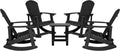 Flash Furniture Set of 4 Savannah Adirondack Rocking Chairs - Commercial Grade All-Weather Black Poly Resin Wood - Matching Side Table