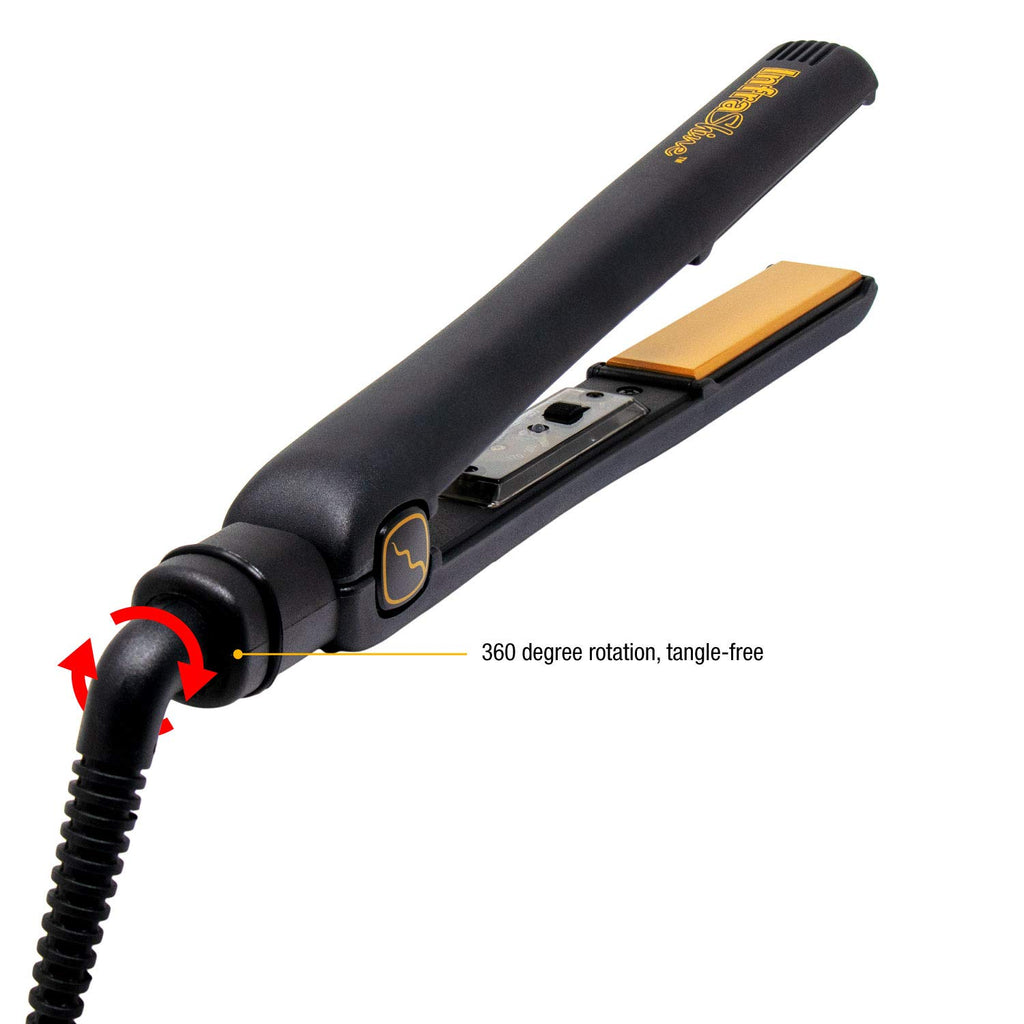 Original Medium Flat Iron, 1 inch, Black - Ceramic Floating Plates for Smooth, Shiny, Frizz-Free Hair - 1 Year Warranty, Made in Korea