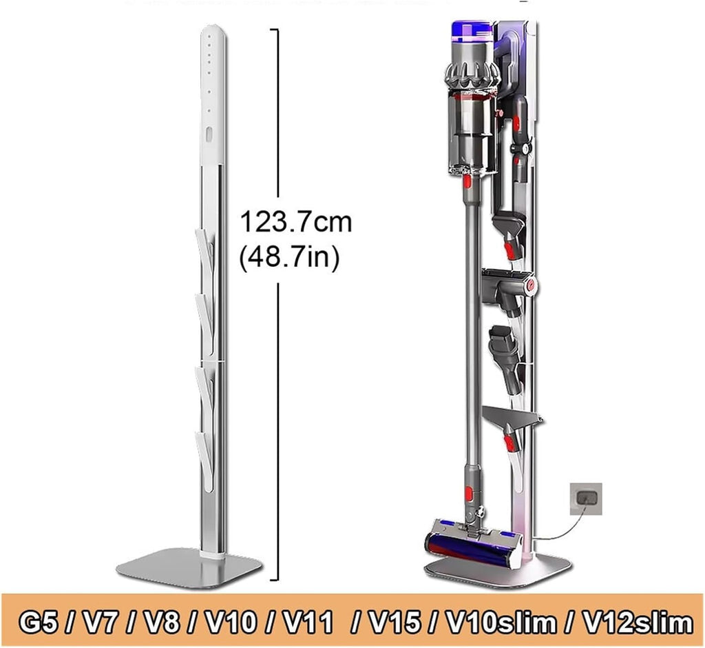 Aluminum Vacuum Cleaner Stand, Compatible For Dyson V10 V11 V15 V12 Slim G5 - No Punching Storage Bracket With Accessories Holder | Heavy-Duty Support Rack