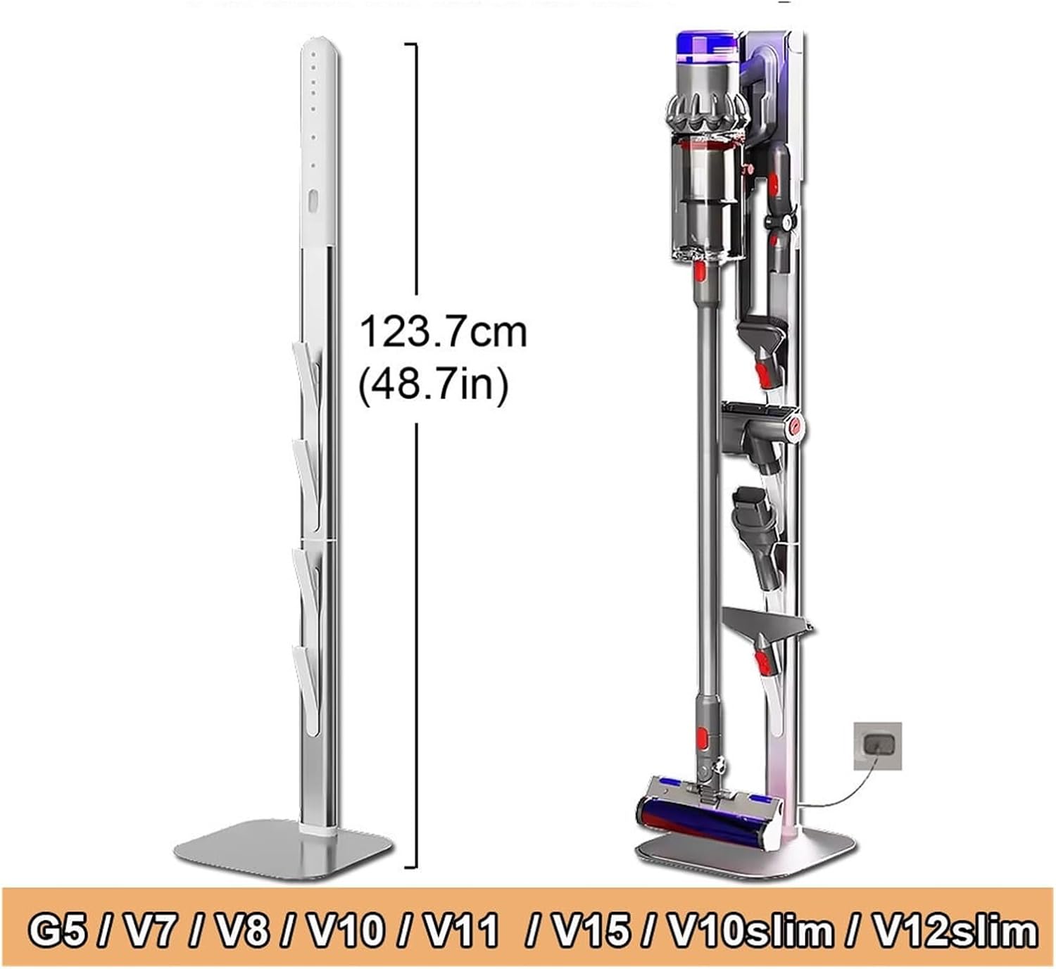 Aluminum Vacuum Cleaner Stand, Compatible For Dyson V10 V11 V15 V12 Slim G5 - No Punching Storage Bracket With Accessories Holder | Heavy-Duty Support Rack