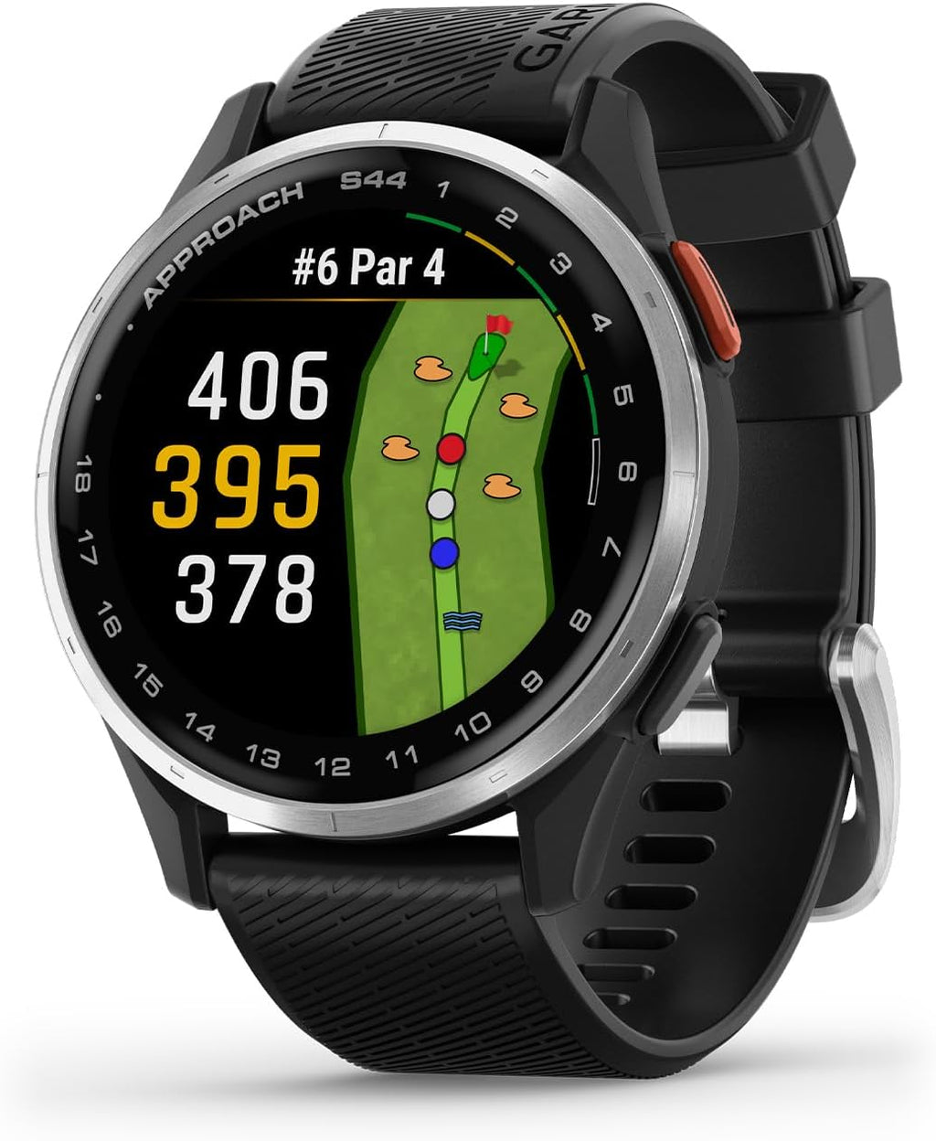 Garmin Approach S44 Essential Golf GPS Smartwatch | AMOLED Touchscreen Display | On-Course Features and Signature Series Power Bundle | Black Silicone Band
