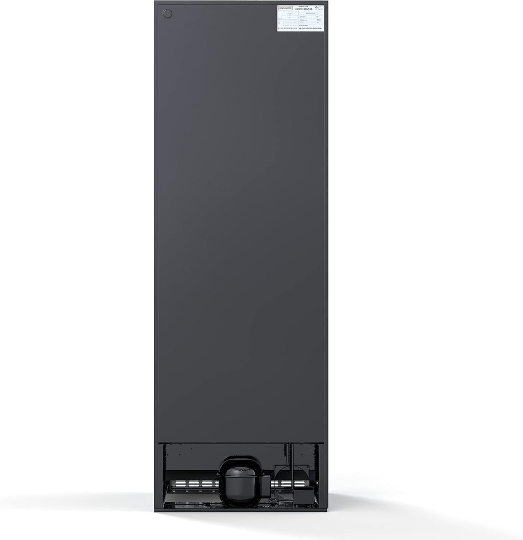 KoolMore 24' Inch 15.1 Cu.Ft. Dual Zone Wine Cooler Refrigerator, Freestanding or Built-In Unit, Stainless Steel Finish, Temperature Control, and Door Lock (KM-CW155DZ-SS), Silver, 155 Wine Bottles