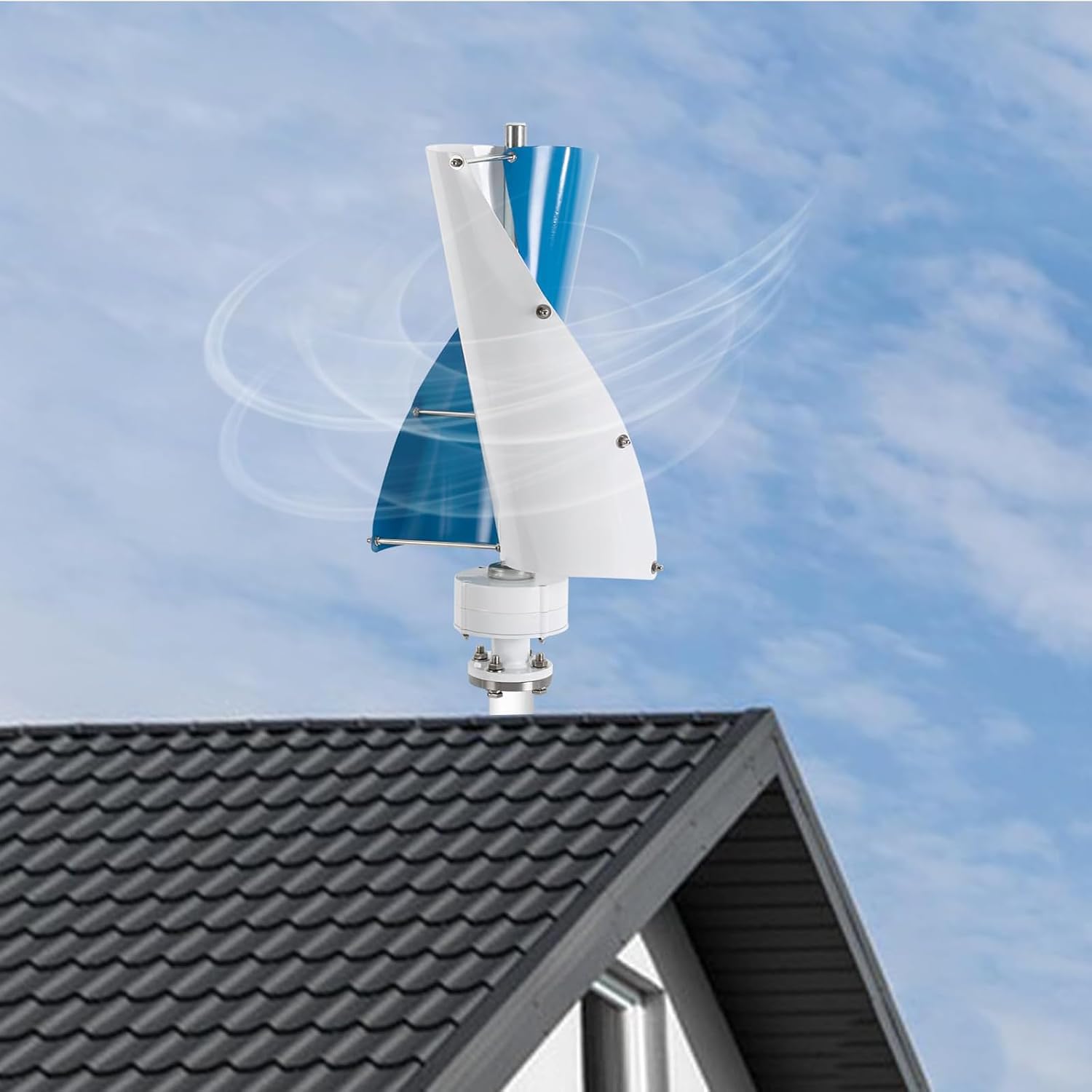 12V 24V 48V No Noise Spiral Wind Power Generator,3000W Vertical Axis Wind Turbine Kit,Controller 2 Blade for Wind and Solar Power Generator