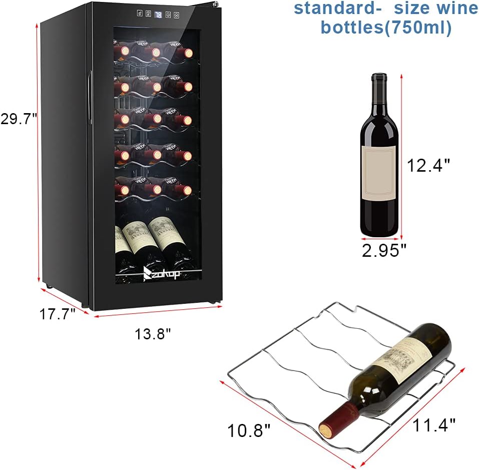 Winado 18 Bottle Compressor Wine Cooler Refrigerator w/Adjustable Temperature, Freestanding Compact Mini Wine Fridge with Digital Control & Removable Shelves