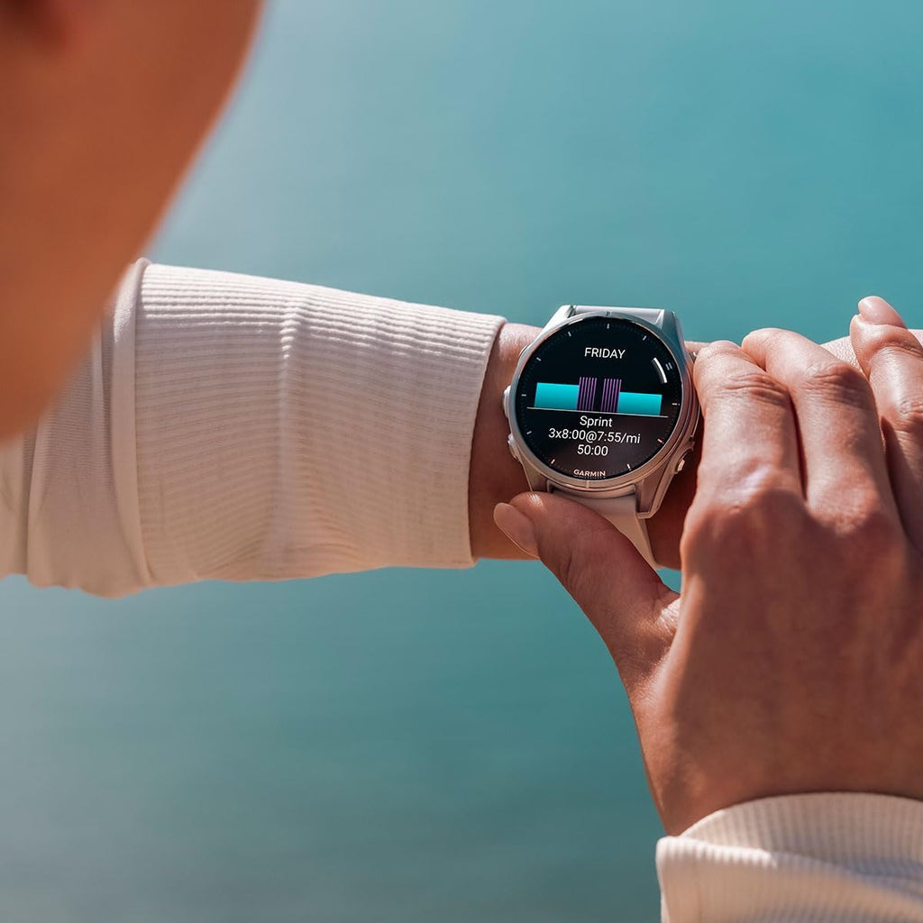 PlayBetter Garmin Fenix 8 AMOLED Sapphire (43mm, Soft Gold/Dark Sandstone) Multisport GPS Smartwatch Bundle - 1.3' Touchscreen, Built-in LED Flashlight Wireless Running Earbuds
