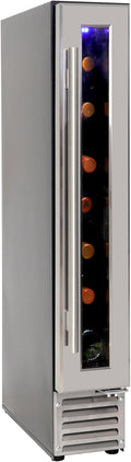 Koolatron 7 Bottle Slim 6 Inch Built-In Under-Counter Wine Fridge, Stainless Steel Door Frame Wine Cooler