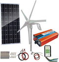 500W Solar Panel Wind Turbine Kit: 100 Watt Panel+ 400W Generator+ 1000W (Peak 2000W)+Accessories for 12 Volt Battery Charging