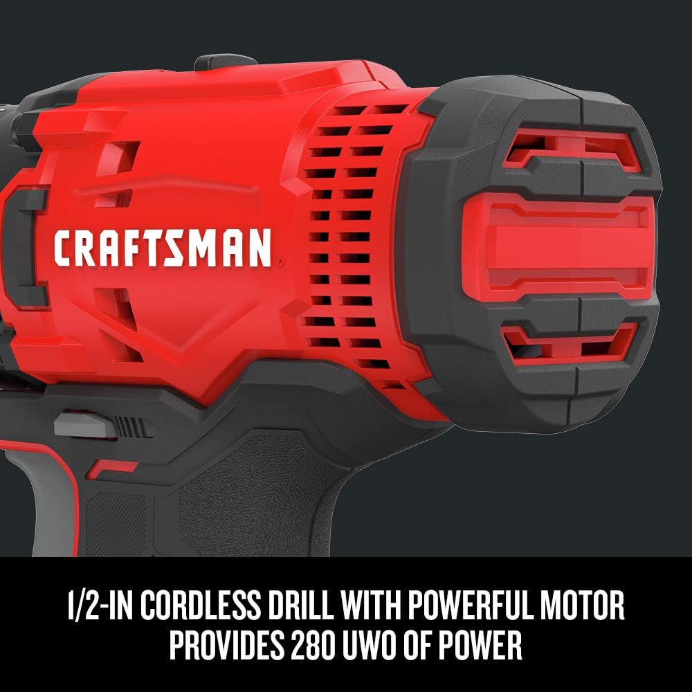 Craftsman CMCK200C2R 20V Variable Speed Lithium-Ion 1/2 in. Cordless Drill Driver and 1/4 in. Impact Driver Combo Kit (1.3 Ah) (Renewed)