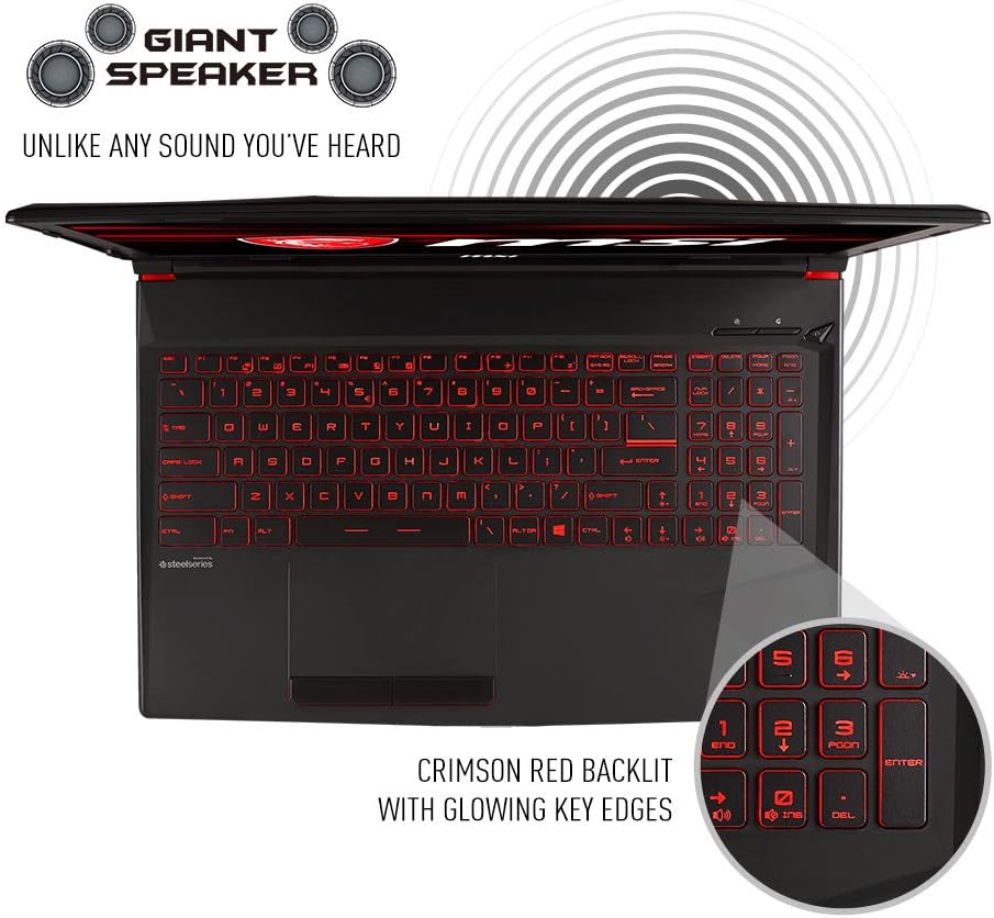 msi GL63 8RCS-060 15.6' Gaming Laptop, Intel Core i5-8300H, NVIDIA GTX1050, 8GB, 256GB Nvme SSD, Win10