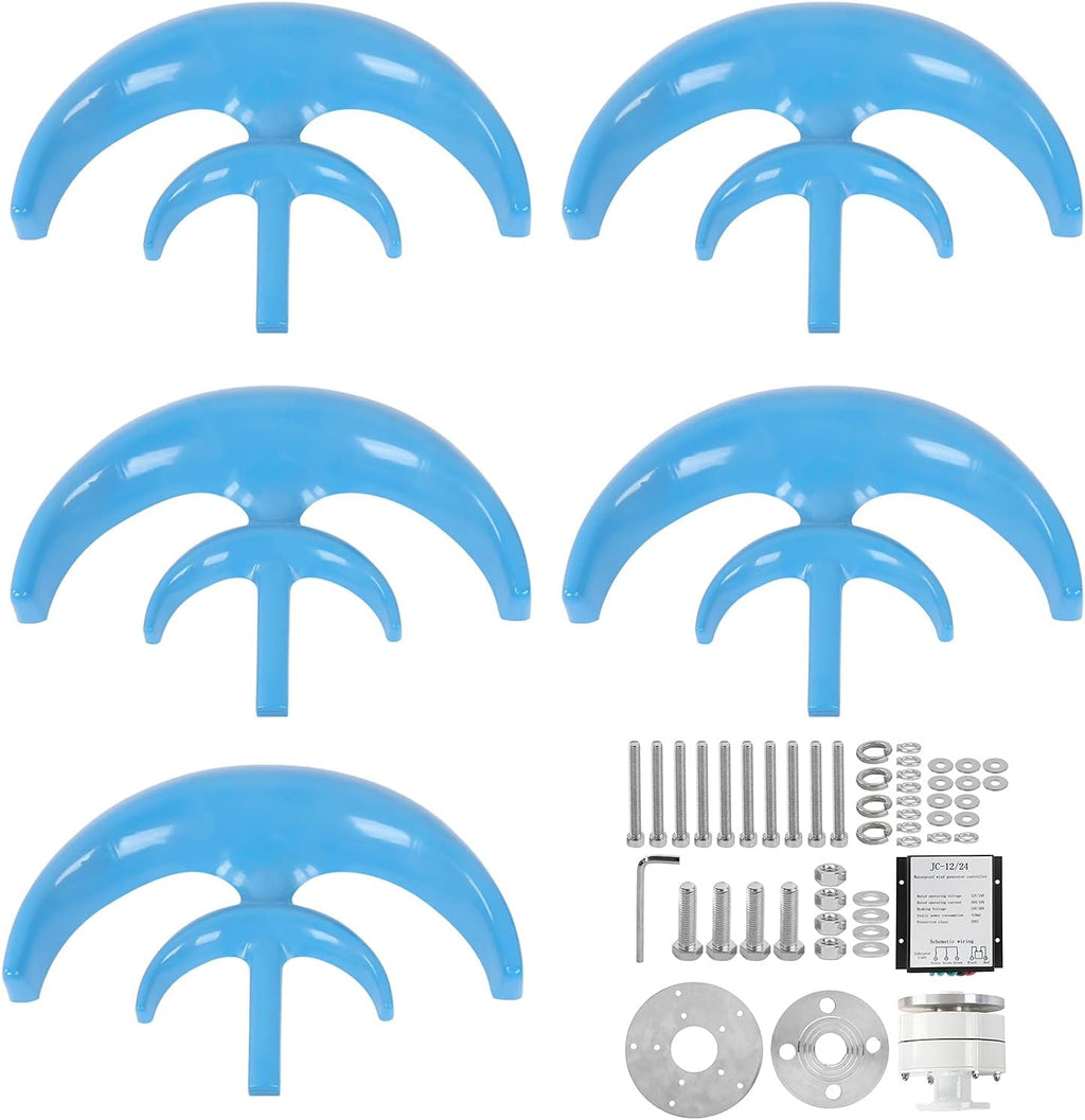 1000W-3000W Vertical Wind Turbine Generator, 5 Blades Home Use Wind Turbine Low Noise for Garden Home12v 24V 48V (with Controller)