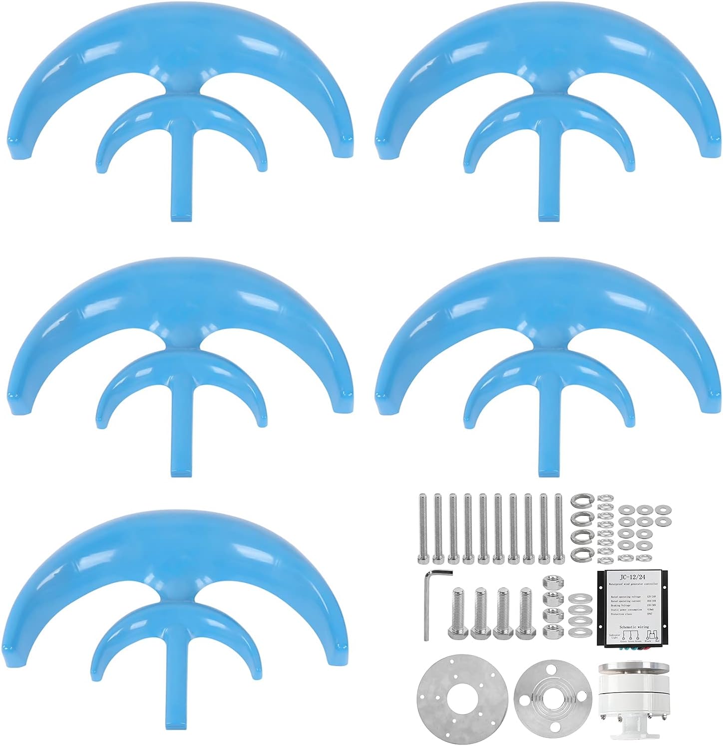 1000W-3000W Vertical Wind Turbine Generator, 5 Blades Home Use Wind Turbine Low Noise for Garden Home12v 24V 48V (with Controller)