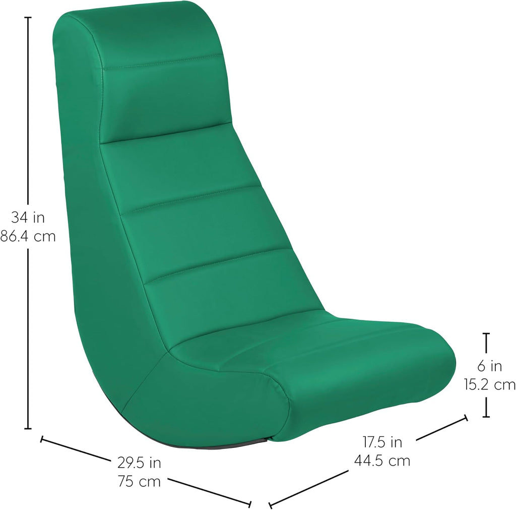 Factory Direct Partners Soft Ergonomic Horizontal Soft Floor Video Rocker - Cushioned Ground Chair Great for Reading, Gaming or Watching TV for Kids, Teens and Adults - Green, 10489-GN
