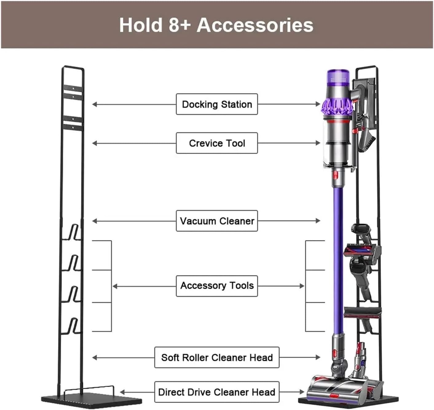 AgaShi Stable Metal Vacuum Stand, Storage Bracket, Stand Holder, Compatible for Dyson V6, V7, V8, V10, V11, V12, V15, DC30, DC31, DC34, DC35, DC58