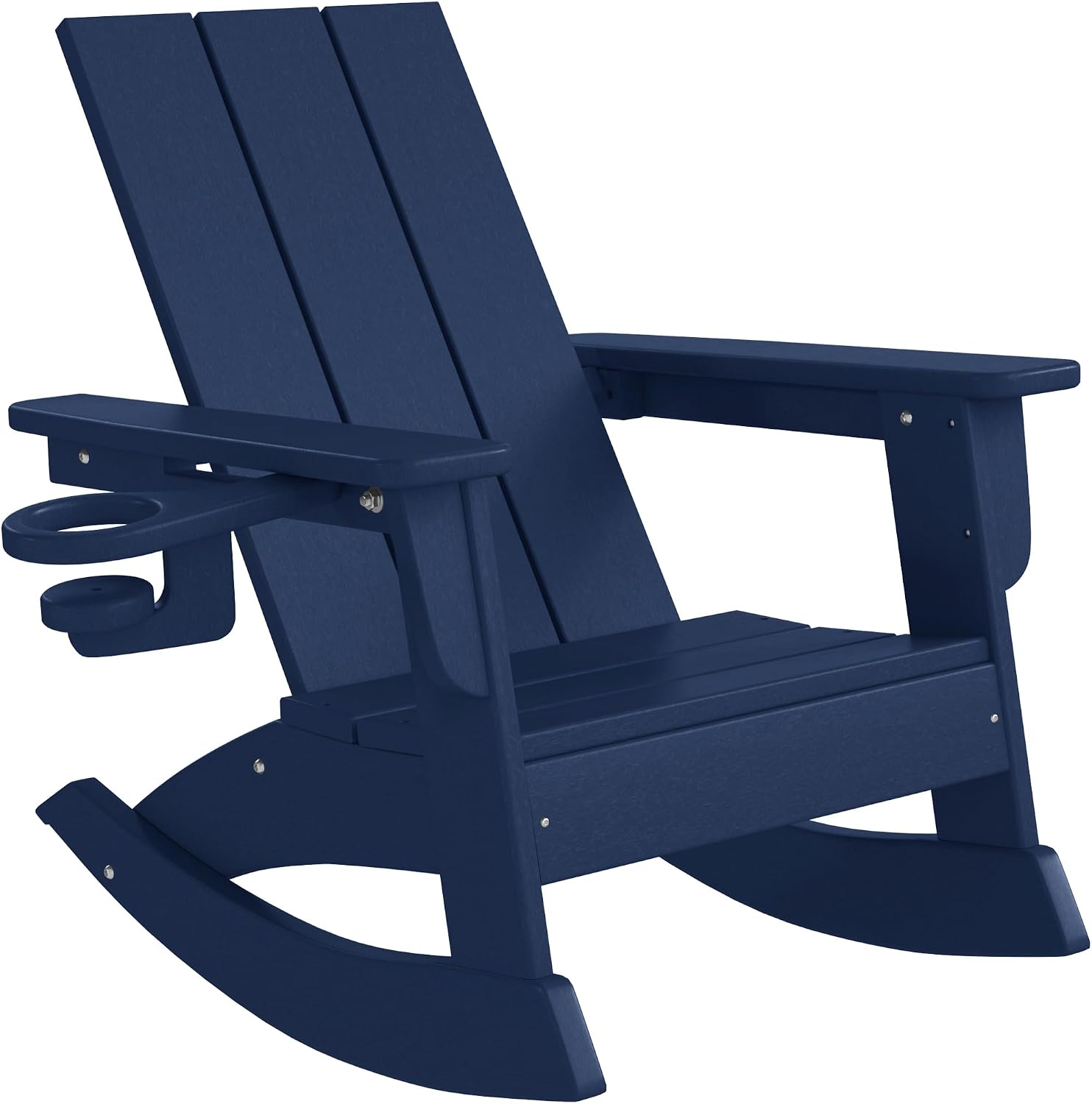 WestinTrends Ashore Outdoor HDPE Plastic Preschool Toddler Modern Adirondack Rocking Chairs (Set of 2), Navy Blue