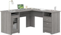 Bush Home Cabot 60W L Shaped Computer Desk with Storage in Modern Gray, 60-inch Corner Table with Drawers for Home Office Workspace