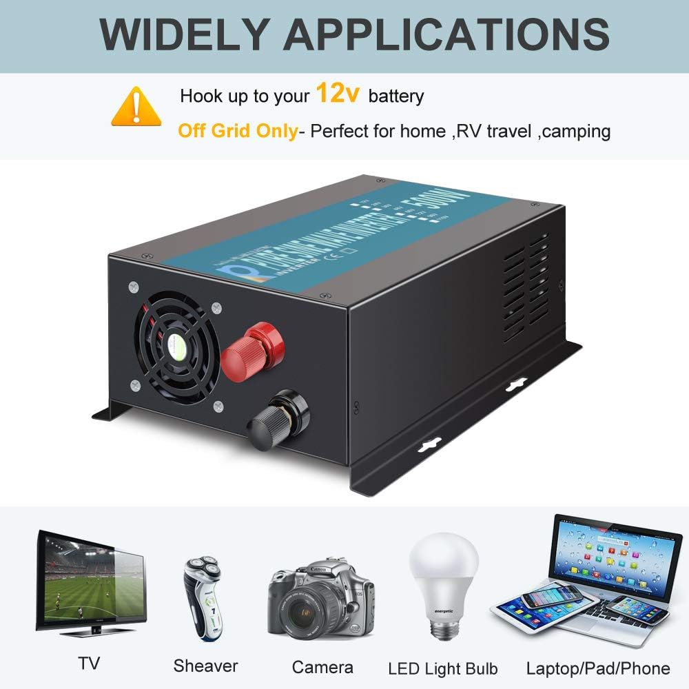 WZRELB RBP-500S-LED 500w Pure Sine Wave Solar Power Inverter 12v 120v 60hz(Black)