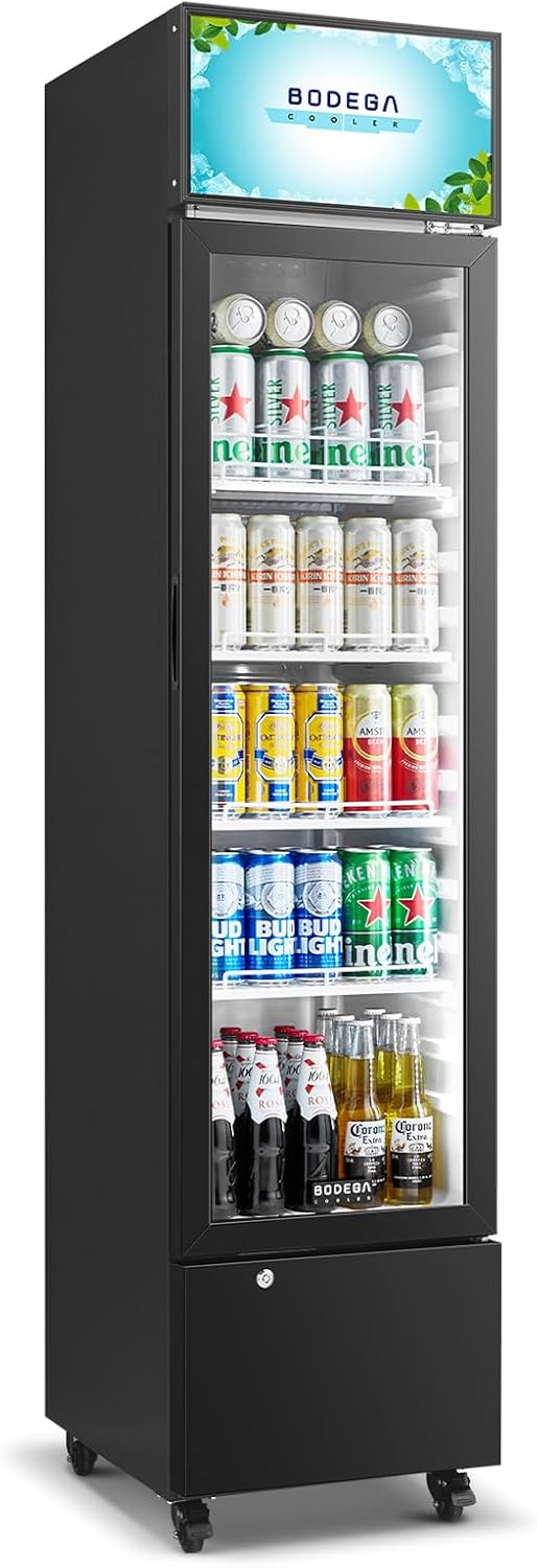 BODEGACOOLER Beverage Refrigerator and Cooler, 7.71 Cu. Ft Commercial Refrigerators for Drink, Beer, Tall Commercial Cooler for Beer, Soda, Single Door Display fridge