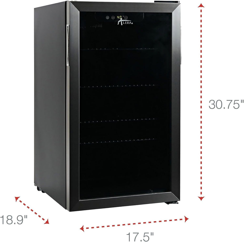 Alera 3.4 Cu. Ft. Beverage Cooler, Stainless Steel/black