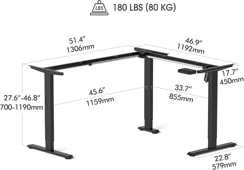 FEZIBO L Shaped Standing Desk, Corner Standing Desk L Shape, L Shaped Adjustable Table, Rustic Brown