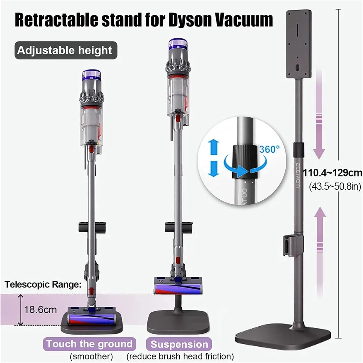 Vacuum Cleaner Stand Storage Bracket ，Compatible for Dyson ，V10 V11 V15 V12slim Accessories Holder Adjustable Height No Punching Rack(S1-not Adjustable)