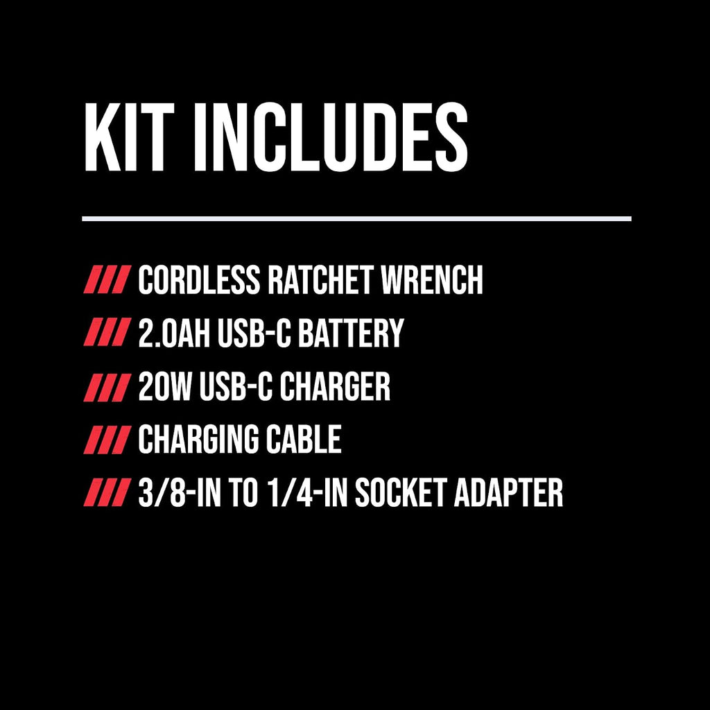 SKIL PWR CORE 12 Brushless 12V 3/8-Inch Ratchet Wrench Kit, Includes 2.0Ah USB-C Battery and 20W Charger - RW5763A-11