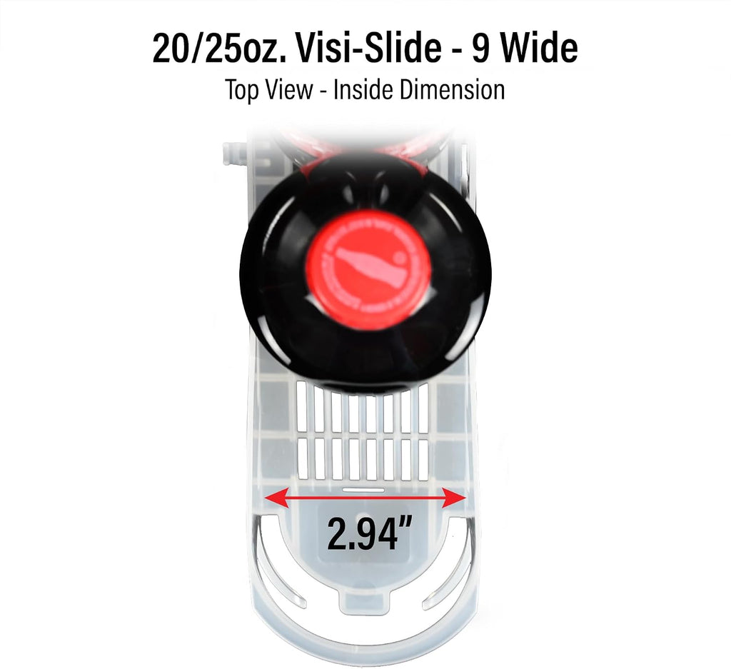 Visi-Slide 20oz Soda Beverage Dispenser - Gravity Fed Glide for Angled Shelves for Coolers, Commercial Refrigerators, Cold Vaults (Pack of 6) Drink Organizer for Cans, Bottles and More