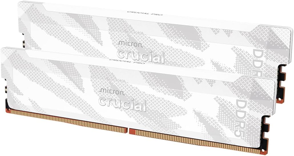 Crucial Pro DDR5 RAM 32GB Kit (2x16GB), 6400MHz CL32, Overclocking Desktop Gaming Memory, Intel XMP 3.0 & AMD Expo Compatible, White - CP2K16G64C32U5W