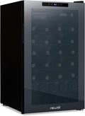 NewAir 20' Wine Fridge for 51 Bottles | Built-In or Freestanding Wine Cooler Refrigerator with Glass Door | Mirrored Double-Pane Design, Compressor Cooling & Adjustable Shelves | Black