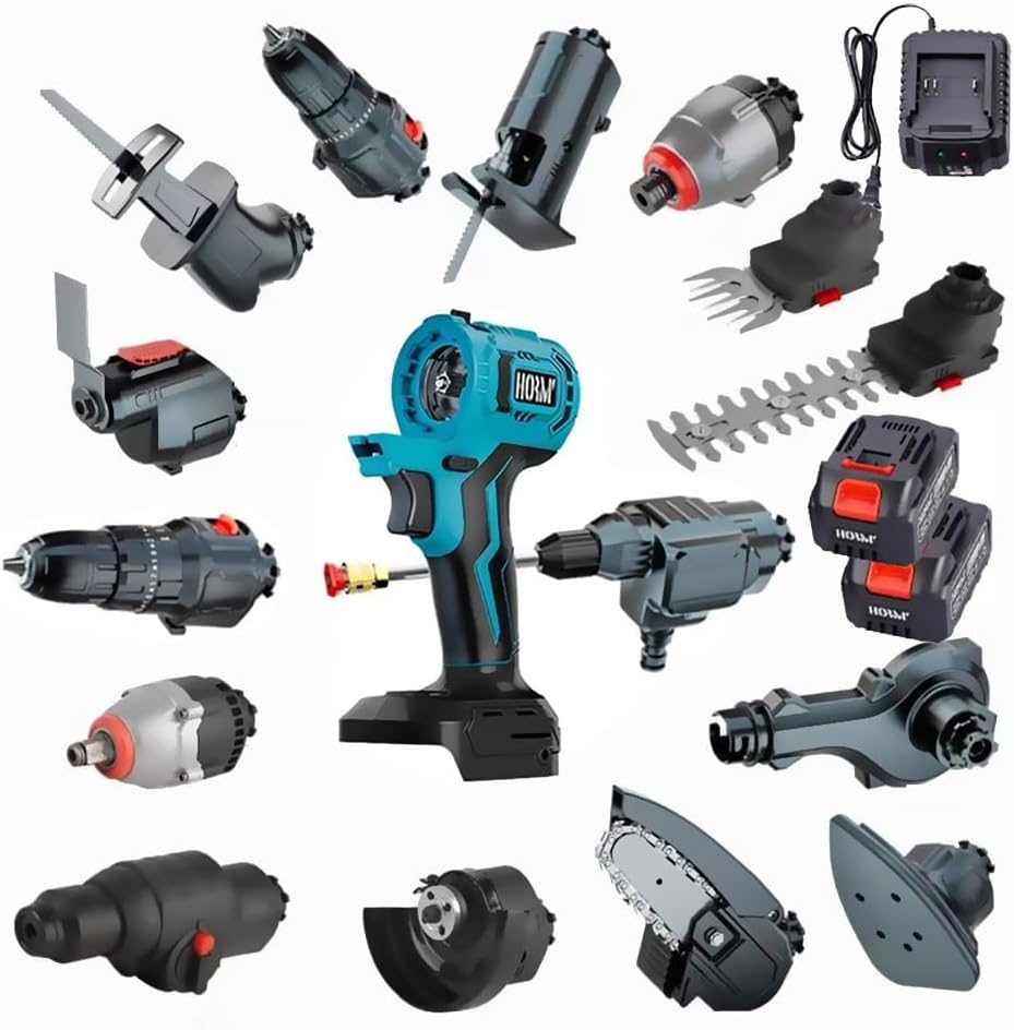 Cordless Power Tool Combo Kit, 15-in-1 Brushless Power Tool Combo Kit, 2-in-1 Hedge Trimmer, Woodworking Tool Kit with 3.0 Ah Battery and Tool Boxes, Cordless Tool Set for DIY Projects