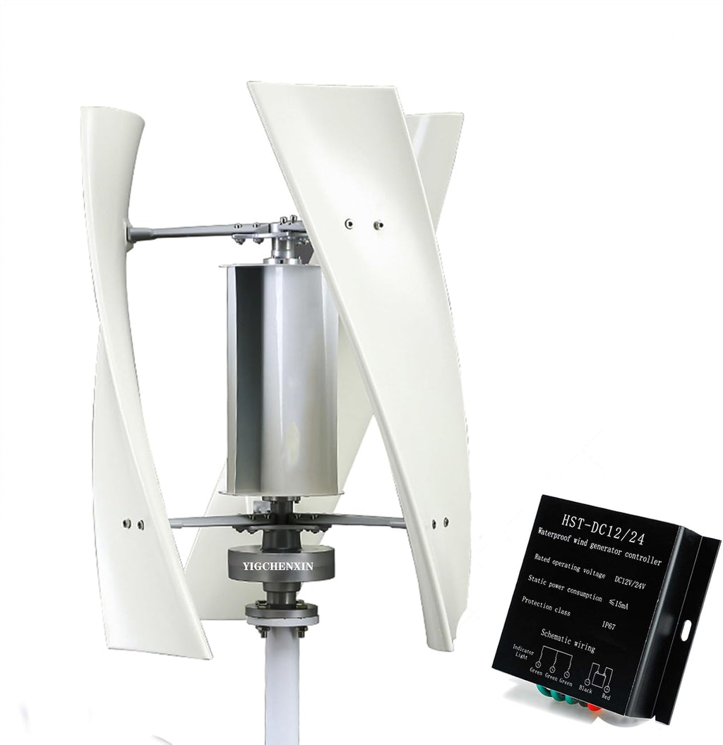 Durable Nylon Fiber Wind Turbine Generator Kit, 1000W-3000W 12V 24V 48V Home Wind Turbine Kits with MPPT Controller for Courtyard Garden Lighting (3 Blades)