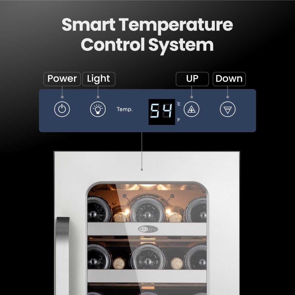 Whynter BSR-033SW 15 inch Built-ln 33 Bottle Undercounter Stainless Steel Wine Fridge with Reversible Door, Digital Control, Lock, and Carbon Filter