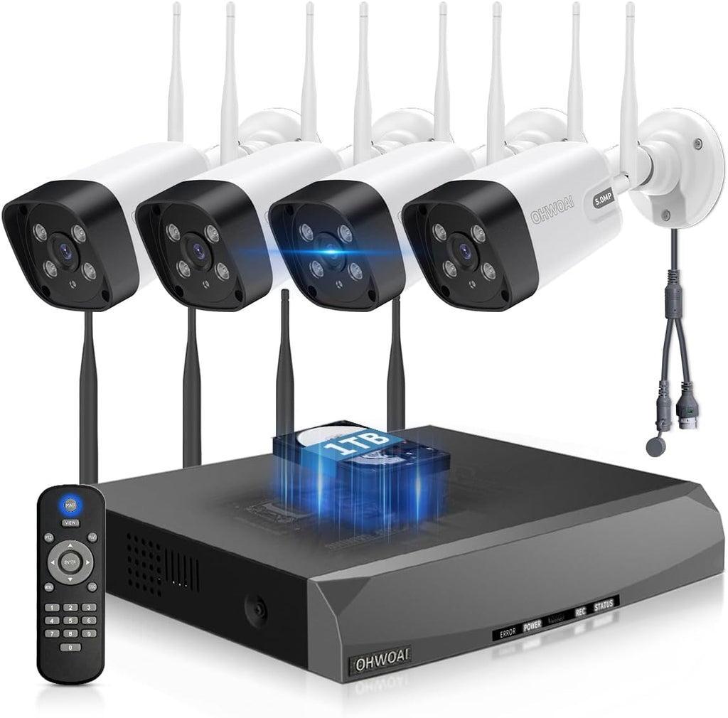 《130°Wide Angle & Dual Antennas》Wireless Security Camera System Outdoor, WiFi Cameras for Home Security with Expandable 16CH 4K NVR, Video Surveillance Systems DVR Kits