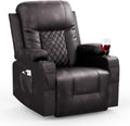 Recliner Chairs for Adults, FSC Certified Massage Rocker with Heated Modern Ergonomic Lounge 360 Degree Swivel Single Sofa Seat Living Room Lounge Recliners Brown