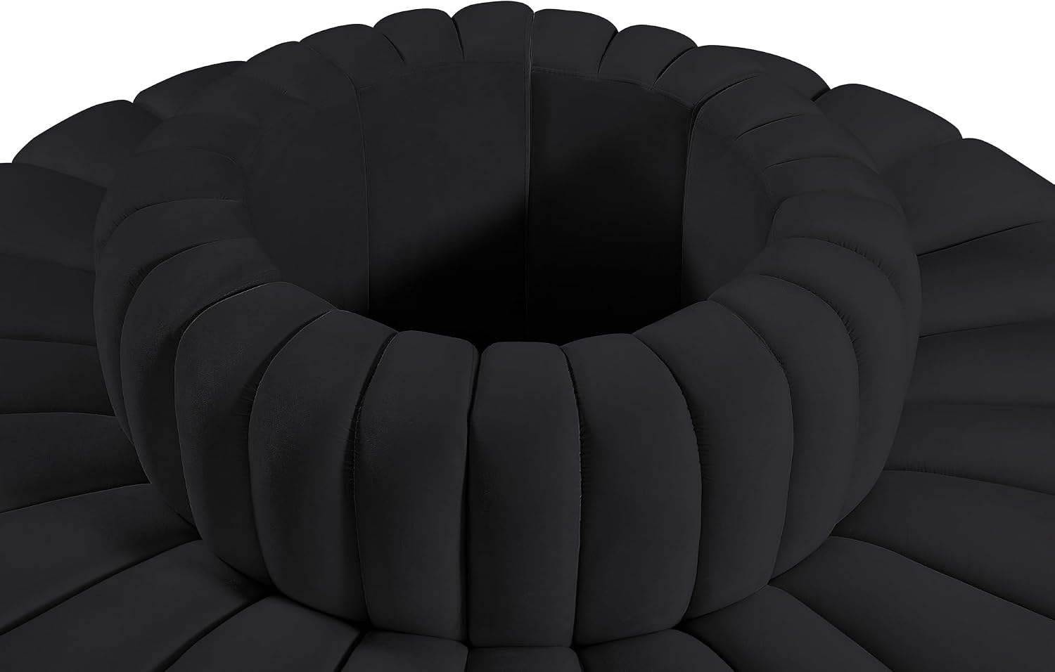 Meridian Furniture 103Black-S8D Arc Collection Modern | Contemporary Modular Sofa with Soft Black Velvet, Deep Channel Tufting, Modular Design, 90' W x 90' D x 30' H, Black
