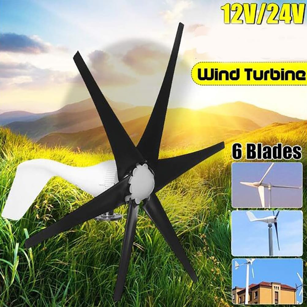 12V,1000W -3000W Wind Turbine Generator, 6 Blade 48V 220V Garden Wind Turbines Generator with Charge Controller for Solar Power Homeuse
