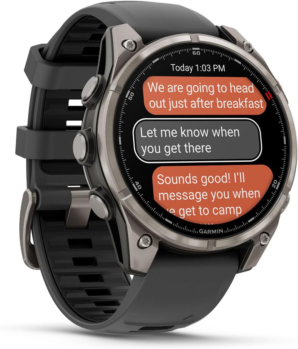 PlayBetter Garmin Fenix 8 Pro AMOLED Sapphire (47mm, Titanium/Graphite) Multisport GPS Smartwatch Bundle - 1.4' Touchscreen, inReach Technology Wireless Running Earbuds
