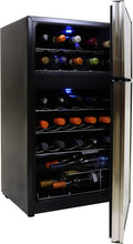 Koolatron 29 Bottle Dual Zone Wine Cooler, Black, 3 cu ft (86L) Compressor Wine Fridge, Freestanding Wine Cellar, Red, White, Sparkling Wine Storage in Home Bar, Kitchen, Apartment, Condo