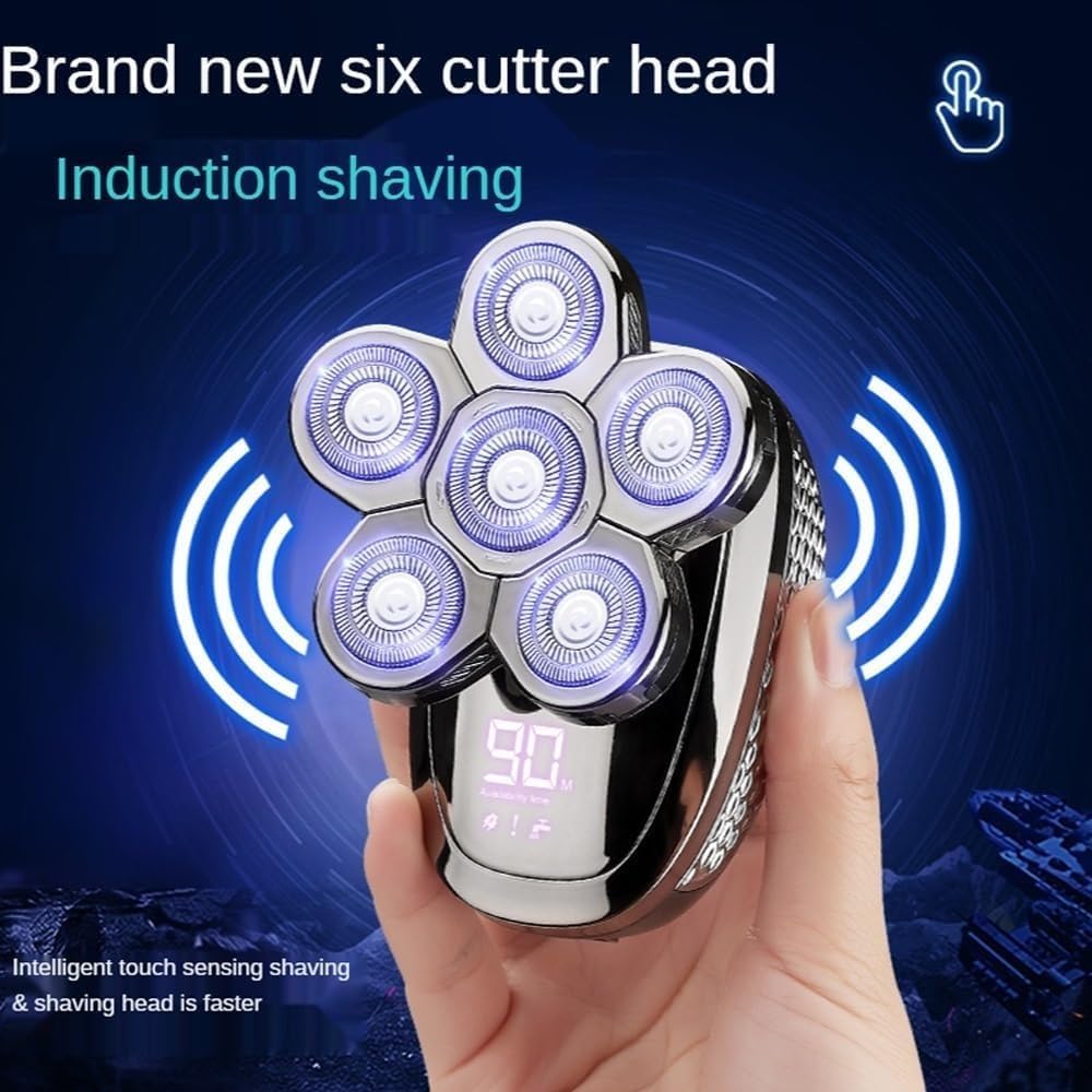 Electric Shavers for Men, 6 in 1 Men's 4D Electric Shaver Rechargeable 6 Floating Heads Beard Nose Ear Hair Trimmer Bald Head for Men Razor Clipper Face