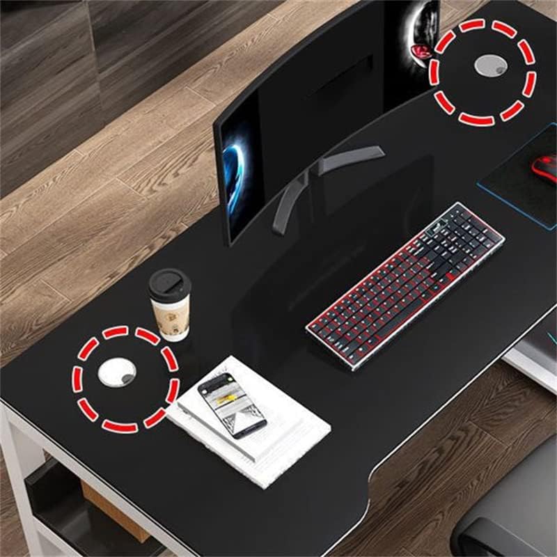 LAKIQ Small Space Manufactured Wood Computer Desktop Table with Storage Shelf K-Shaped Gaming Desk Rectangular Home Office Working Writing Table - Table Only(Black,31.5' L x 19.7' W x 29.5' H)