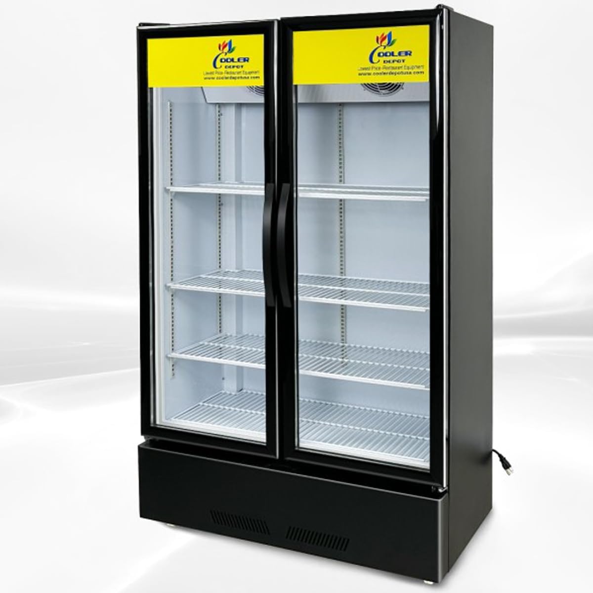 Commercial Refrigerator Glass 2-Door Merchandiser Display Cooler, Beverage Drink Cooler 67'Height Low Profile,ETL NSF Certified, 38 inches width, 21 cuft 110V, Restaurant LC-600