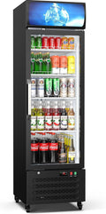 ETL & DOE Certified Commercial Beverage Refrigerator 14.8 Cu Ft, Commercial Display Fridge with Glass Door, Upright Merchandiser Refrigerator Cooler with Front LED Light for Stores, Restaurant, Office