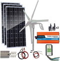 700W 12V /24V Solar Wind turbines: 1pc 400 Watt + 3pcs 100W Mono Panel for Home, Cabin, Farm, Off Grid Application