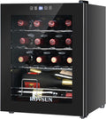 ROVSUN 22''H Small Wine Fridge with Compressor, 16 Bottles Freestanding Wine Cooler Refrigerator with Touch Panel Control and Glass Door, Wine Cellar for Red, White, Champagne or Sparkling, 41-64°F