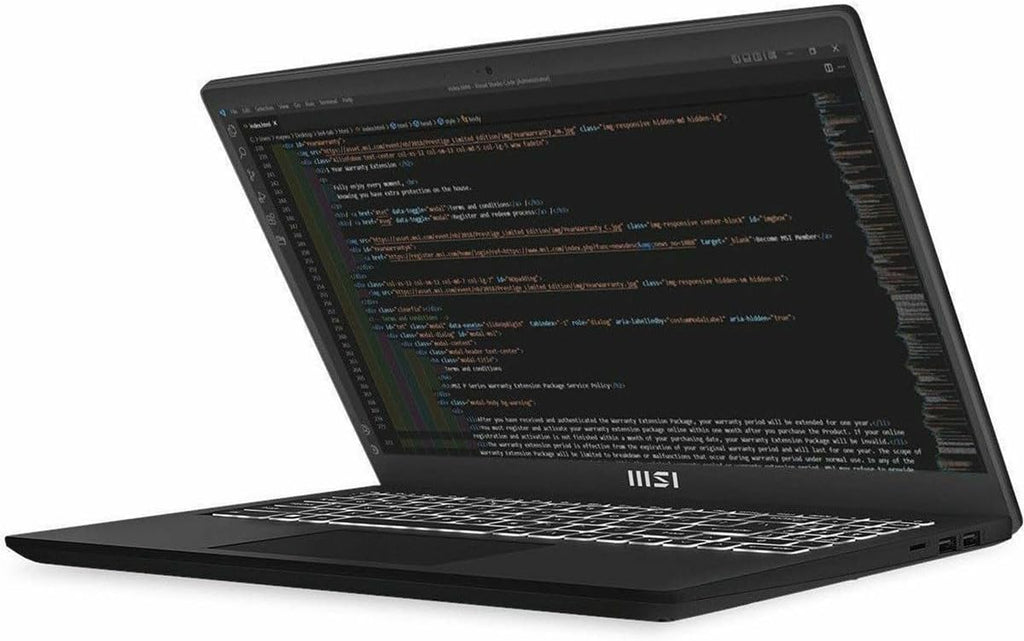 MSI Modern 15 B13M-1097US 15.6' Full HD Laptop, Intel Core i5-1334U 1.3GHz, 16GB RAM, 512GB SSD, Windows 11 Home, Classic Black